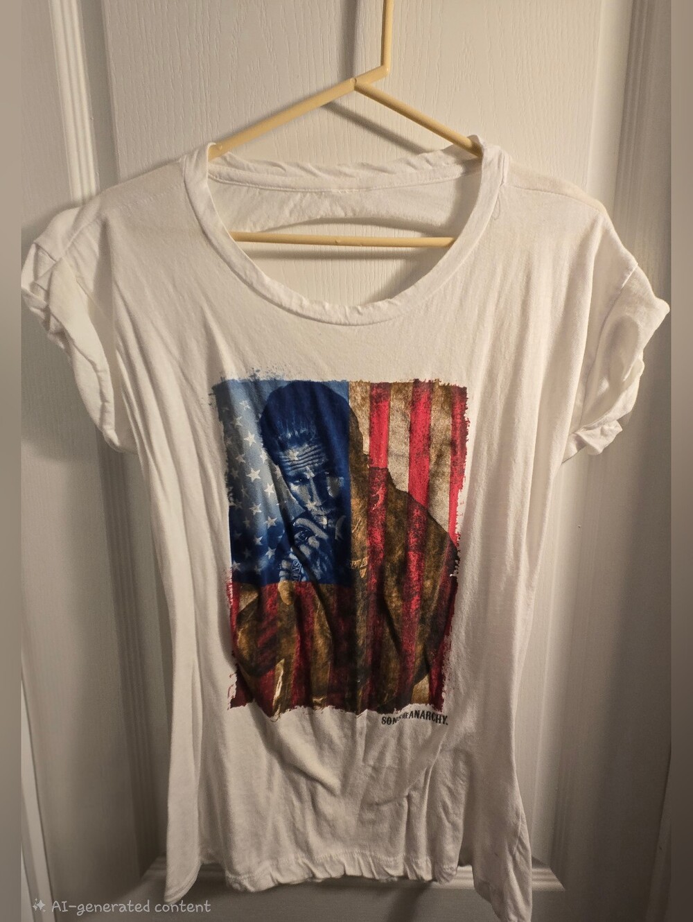 White Sons of Anarchy Jax Tee With Partially Open/Ripped Back Look
